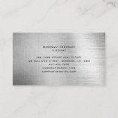 Real Estate Agent Silver Brushed Metal  Visitenkarte (Rückseite)