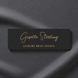 Real Estate Black Gold Script Luxury Namensschild