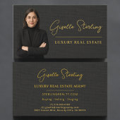 Real Estate Black Linen Luxury Professional Visitenkarte
