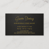 Real Estate Black Metallic Luxury Professional Visitenkarte (Rückseite)