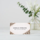 Real Estate Broker Cheetah Leopard Print QR Code Visitenkarte (Stehend Vorderseite)