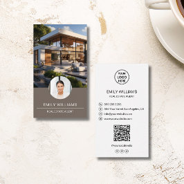 Real Estate Broker Custom Logo Photo QR Code Visitenkarte