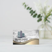 Real Estate Buildings Logo | Marble Stone Visitenkarte (Stehend Vorderseite)