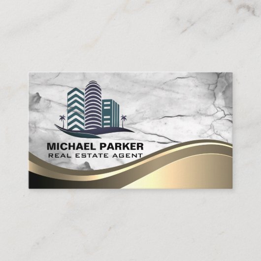 Real Estate Buildings Logo | Marble Stone Visitenkarte (Vorderseite)