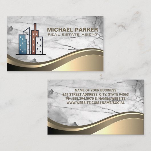 Real Estate Buildings Logo | Properties Visitenkarte (Vorne/Hinten)