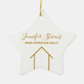 Real Estate Chic Gold White Custom Christmas Star Keramik Ornament (Vorne)