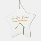 Real Estate Chic Gold White Custom Christmas Star Keramik Ornament (Links)