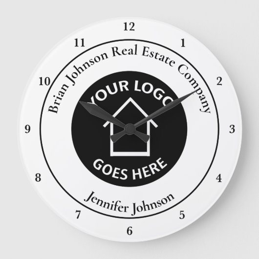 Real Estate Company Add Your Logo Custom Office Große Wanduhr (Vorderseite)