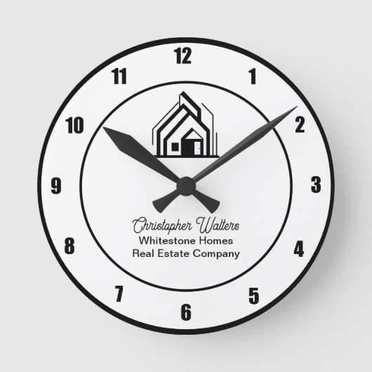 Real Estate Company Customized Realtor Logo Runde Wanduhr (Vorderseite)