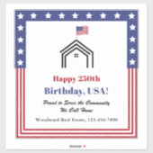 Real Estate Custom Car Sticker 250th Birthday USA (Blatt)