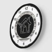 Real Estate Design in Silver, White and Black Große Wanduhr (Winkel)