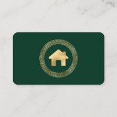 Real Estate House Logo Green Gold Rounded Visitenkarte (Rückseite)