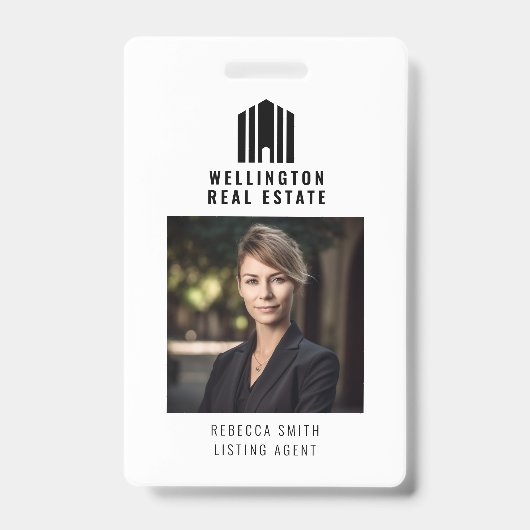 Real Estate Logo Black White Listing Agent Realtor Ausweis (Vorderseite)