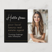 Real Estate Marketing Black Gold Postkarte (Vorderseite)
