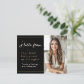 Real Estate Marketing Black Gold Postkarte (Stehend Vorderseite)