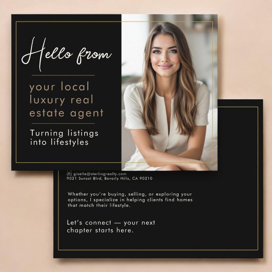 Real Estate Marketing Black Gold  Postkarte
