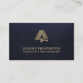 Real estate modern gold house logo navy visitenkarte (Vorderseite)