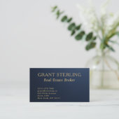 Real Estate Navy Blue Gold Metallic QR Code  Visitenkarte (Stehend Vorderseite)