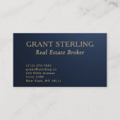 Real Estate Navy Blue Gold Metallic QR Code  Visitenkarte (Vorderseite)