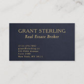 Real Estate Navy Blue Gold Slate Stone QR Code  Visitenkarte (Vorderseite)