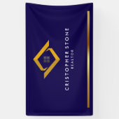 Real Estate Navy Blue House Logo Modern Realtor Banner (Vertikal)