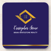Real Estate Navy Blue House Logo Modern Realtor Getränkeuntersetzer (Vorderseite)
