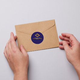 Real Estate Navy Blue House Logo Modern Realtor Runder Aufkleber