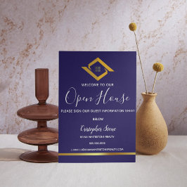 Real Estate Navy Blue House Logo Modern Realtor Sockelschild