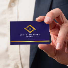 Real Estate Navy Blue House Logo Modern Realtor Visitenkarte