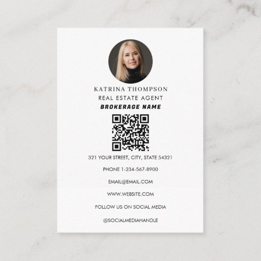 Real Estate Photo Realtor QR Code Front Door Visitenkarte (Rückseite)