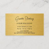 Real Estate Professional Black Gold Metallic Visitenkarte (Rückseite)