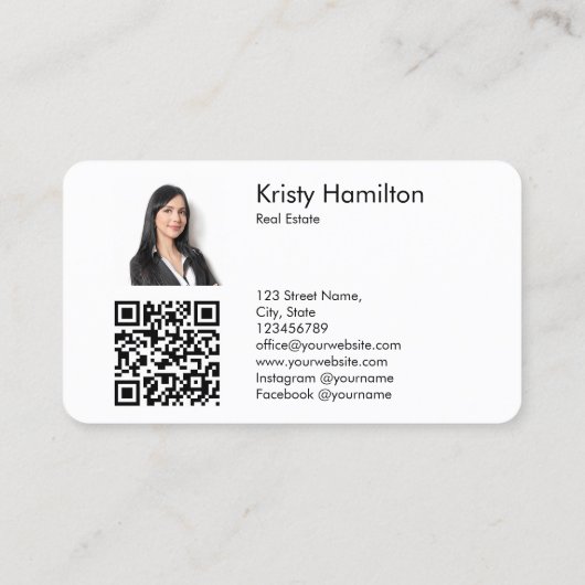 real estate professional realtor add photo QR code Visitenkarte (Rückseite)