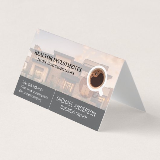 Real Estate Property | Cup of Coffee Visitenkarten (Vorderseite)