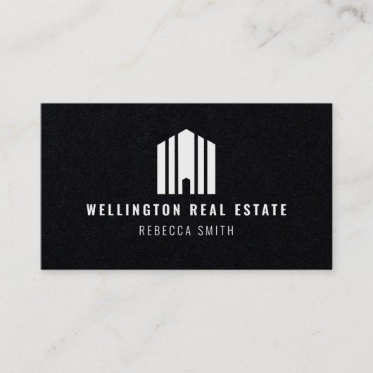 Real Estate Solid Black Logo Listing Agent Realtor Visitenkarte (Vorderseite)
