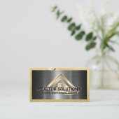 Real Estate Solutions Logo | Metallic and Wood Visitenkarte (Stehend Vorderseite)