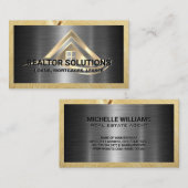 Real Estate Solutions Logo | Metallic and Wood Visitenkarte (Vorne/Hinten)