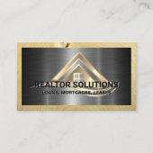 Real Estate Solutions Logo | Metallic and Wood Visitenkarte (Vorderseite)