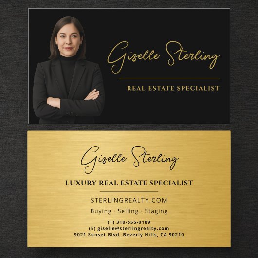Real Estate Specialist Black Gold Metallic Visitenkarte
