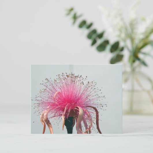 Real Fibre Optische Blume und Flamingo Postkarte (Stehend Vorderseite)