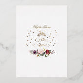 REAL FOIL Burgundy Floral Mis Quince Quinceañera Folieneinladung (Rückseite)