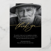 Real Foil Elegant 2-Photo Memorial Thank You Card Folieneinladung (Rückseite)