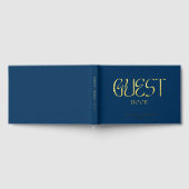 Real Foil Elegant Blue Calligraphy Script Wedding Gästebuch (Voll)