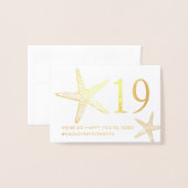 REAL FOIL Elegante Beach Starfish Tischnummer (Vorderseite mit Umschlag)