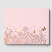 Real Foil Elegante Blumenrosa Hochzeit Gästebuch (Rückseite)