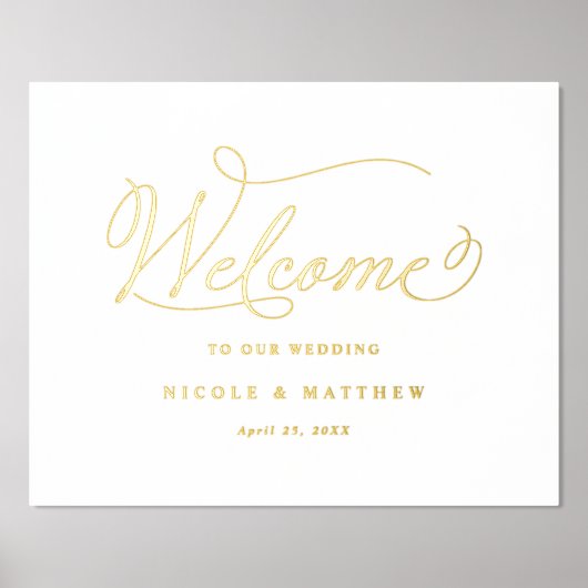 Real Foil Elegante Calligraphy Wedding Welcome Sig Foliendrucke (Vorderseite)