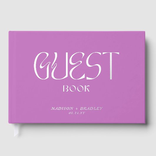 Real Foil Elegante Chic Calligraphy Script Wedding Gästebuch (Vorderseite)