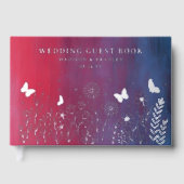 Real Foil Elegante Hochzeit von Rotem Blauen Flora Gästebuch