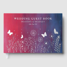 Real Foil Elegante Hochzeit von Rotem Blauen Flora