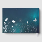 Real Foil Elegante Lila Aquamarine Hochzeit Gästebuch (Rückseite)