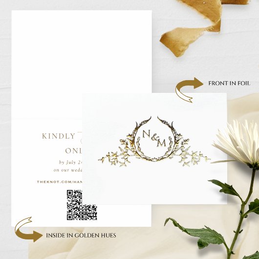 Real Foil Elegante Monogram QR Code UAWG Online Folienkarte